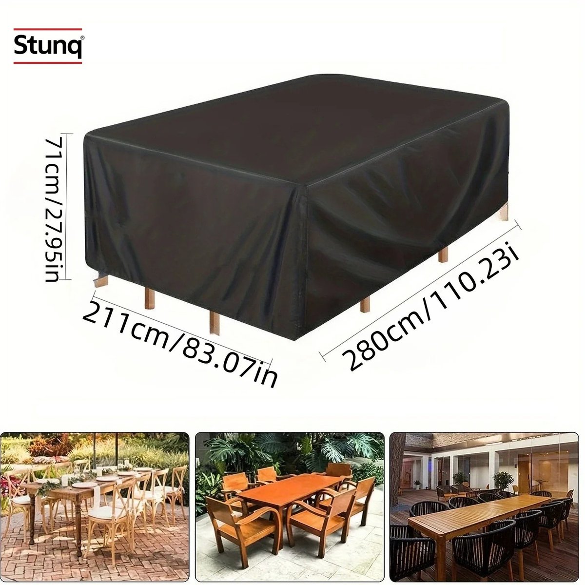 Stunq Tuinmeubelhoes 210D Oxford zwart voor terrastafel- en stoelenset