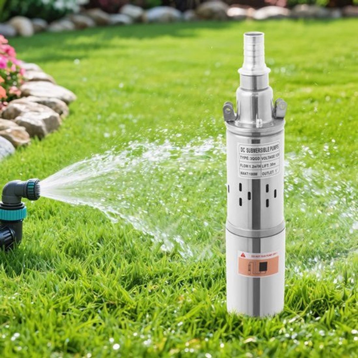 Dompelpomp Corrosiebestendig - 12v EU Stekker - 180W Vermogen - 30m Hefhoogte - RVS Materiaal - Voor Tuin En Boerderij