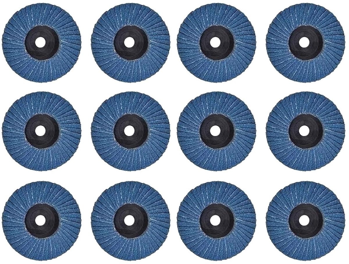 Set van 12 Slijpschijven 75 mm 120 Grit voor Metaal, Hout en Staal - Schuurdiscs en Flap Discs voor Efficiënt Slijpen en Schuren