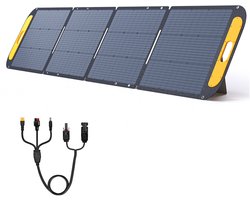 VTOMAN VS200 200W opvouwbaar zonnepaneel, 23% hoogrendements monokristallijne cellen, IP67 waterdicht ETFE-oppervlak, verstelbare standaard, MC4-connector voor draagbare stroomstations