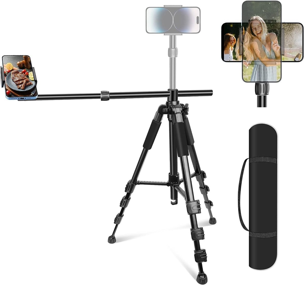 Statief telefoon - Zwart - 180 cm - Flexibel Overhead Statief van ABS - Voor Mobiele Telefoon