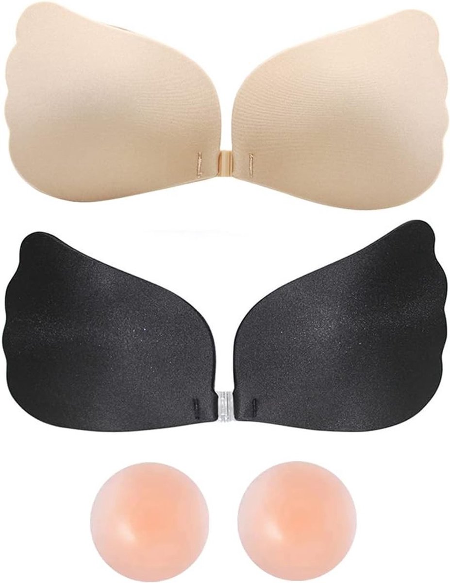 Set van 2 Plak-BH's zonder Bandjes - Herbruikbare Siliconen Push-Up BH en Tepelcovers voor Jurken en Badkleding