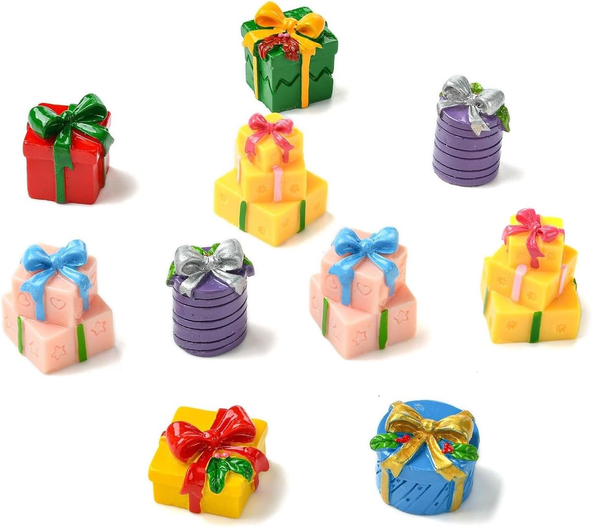 Miniatuur Hars Geschenkdoos Beeldjes - 21 Stuks Multicolor Figuren voor Kerst, DIY en Party Decoraties