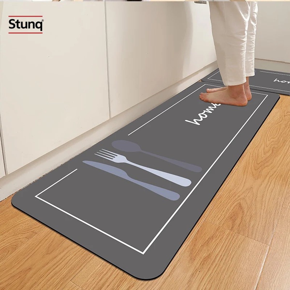 Stunq® Diatomiet Keukenmat met Bestekmotief - Antislip