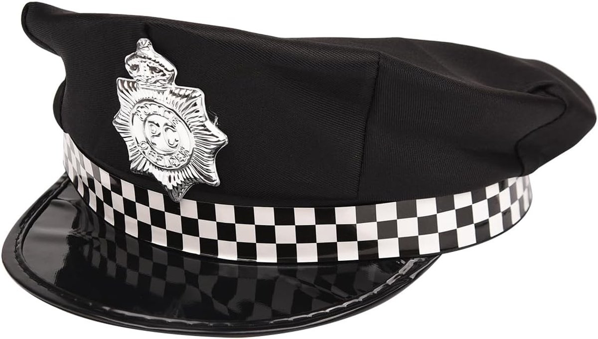 Unisex Politie Hoed met Ruitband - Mode Flat Cap voor Feestkleding, Halloween en Cosplay Accessoires