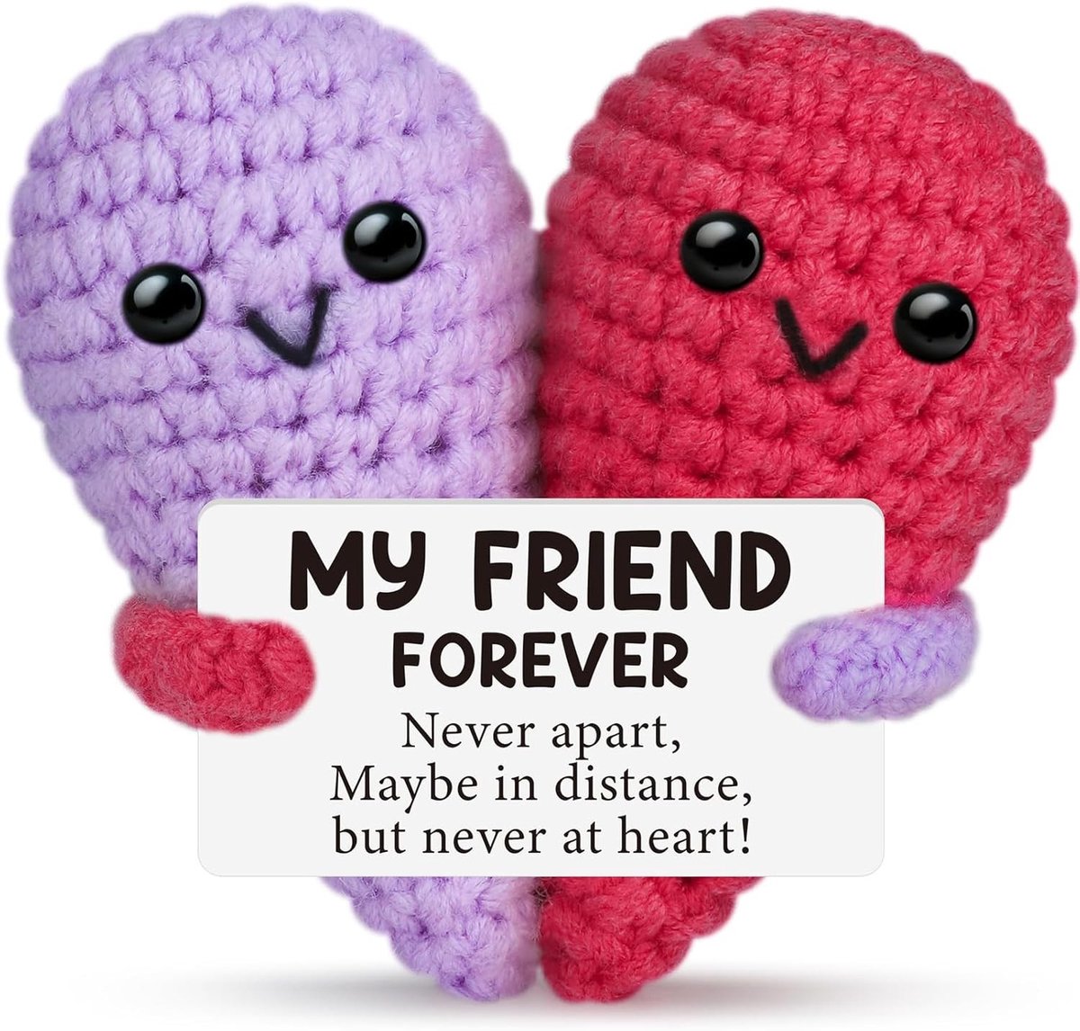 Cadeau voor Beste Vriendin, Hartvormige Decoratie, Emotionele Steun, Knuffelzakje, Positieve Crochets, Kerstcadeaus voor Vrienden, Uniek en Persoonlijk Geschenk