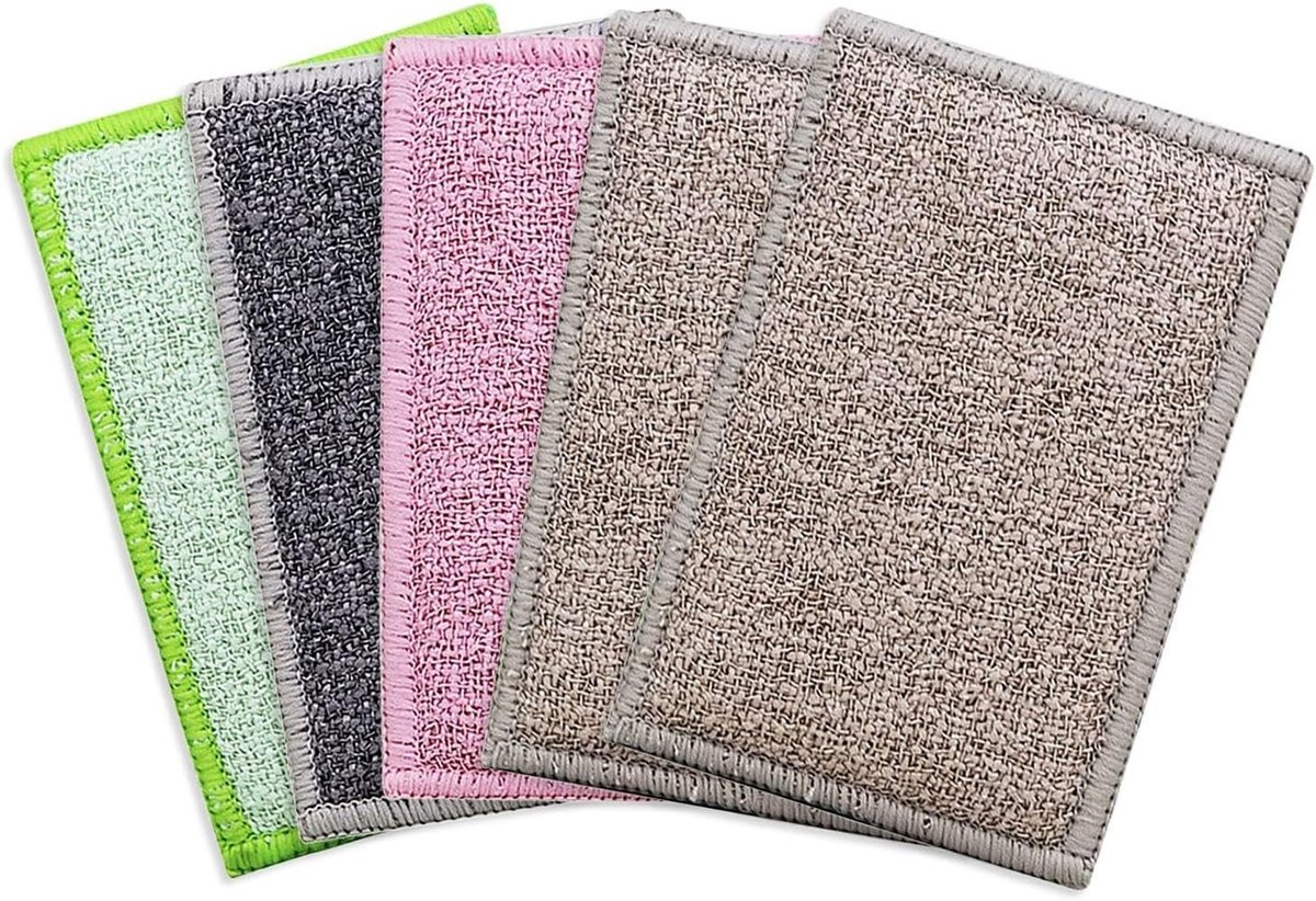Wasbare Sponsdoeken Set van 5, Sterke Waterabsorptie, Ideaal voor Keuken en Badkamer, Effectieve Schoonmaaktools voor Diverse Oppervlakken