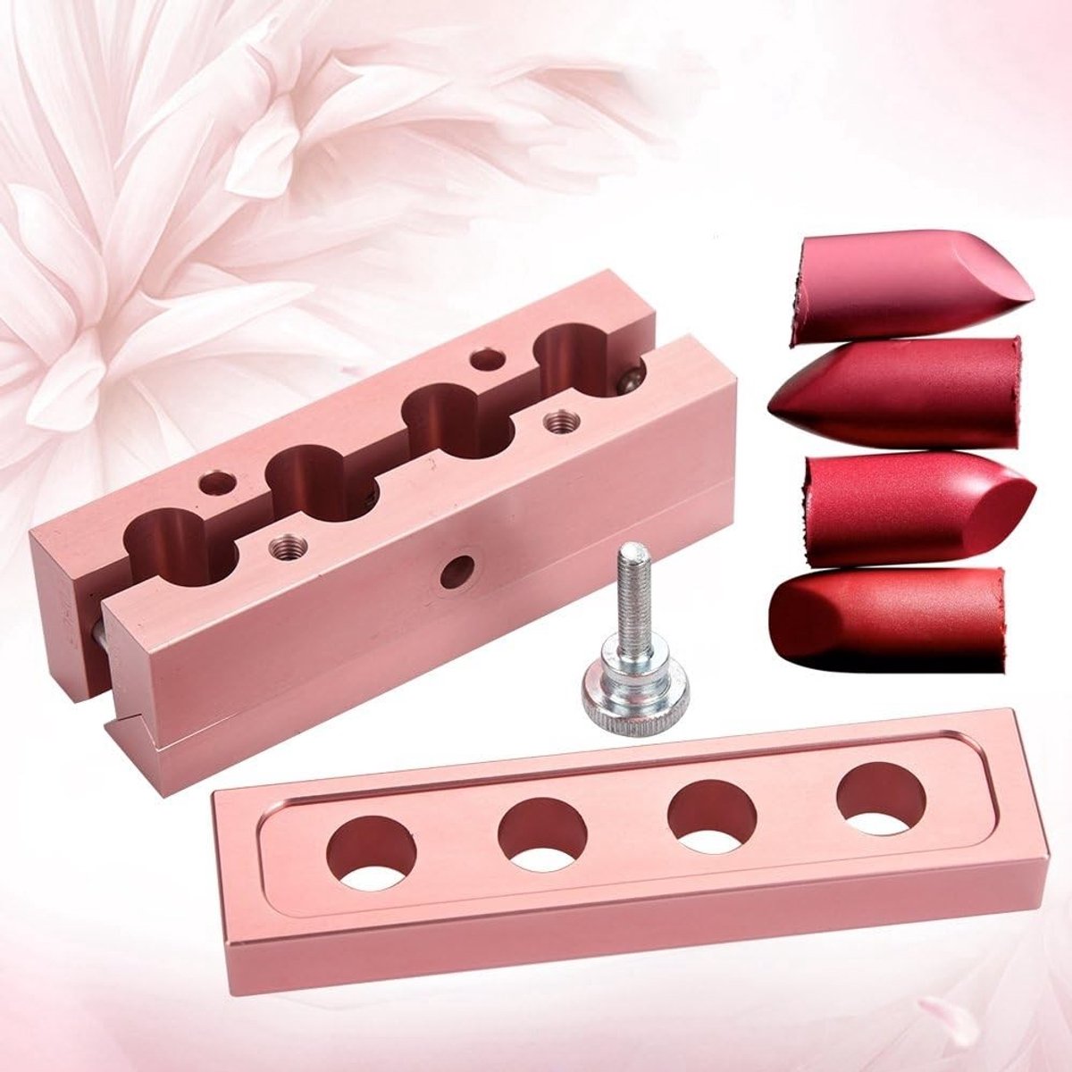DIY Lipstick Maken: Aluminium Mold Kit voor Lippenbalsem en Lipstick, 12.1 cm, 4 Holes, Creatieve DIY Tool voor Thuisgebruik