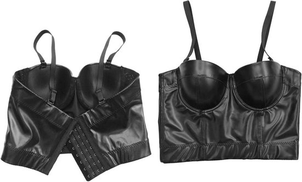 Leren Wetlook Lingerie Top voor Dames - Punk Slim Fit Latex Top voor Feest en Carnaval