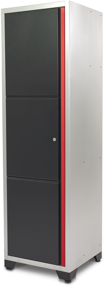 HBM Deluxe enkele professionele gereedschapskast zwart 57 x 60,5 x 204 cm, 25 kg per plank, gepoedercoat