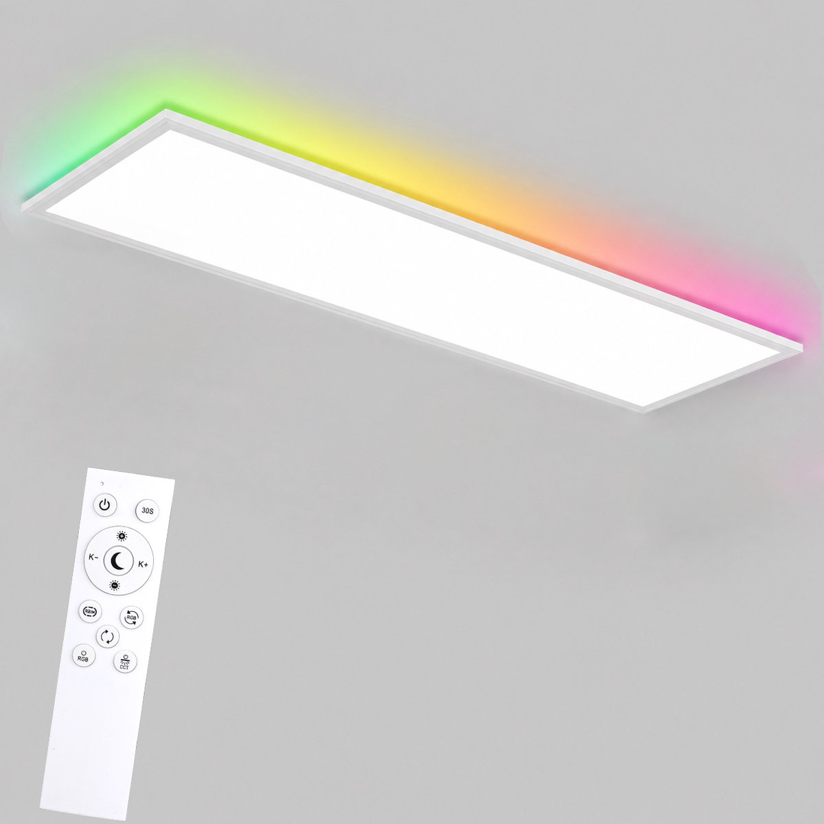 LOVHAUS LED Plafondlamp 120x30 cm – 40W 4400LM – Dimbaar – RGB Achtergrondverlichting – 3000K-6500K