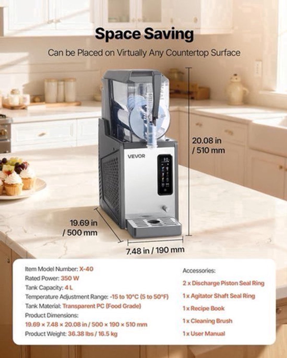 Slushmachine – Slush Puppy Maker – Ijsmachine – Margarita Machine – Milkshakemachine – 4 Liter Capaciteit – 350W Krachtige Compressor – Zelfreinigende Functie