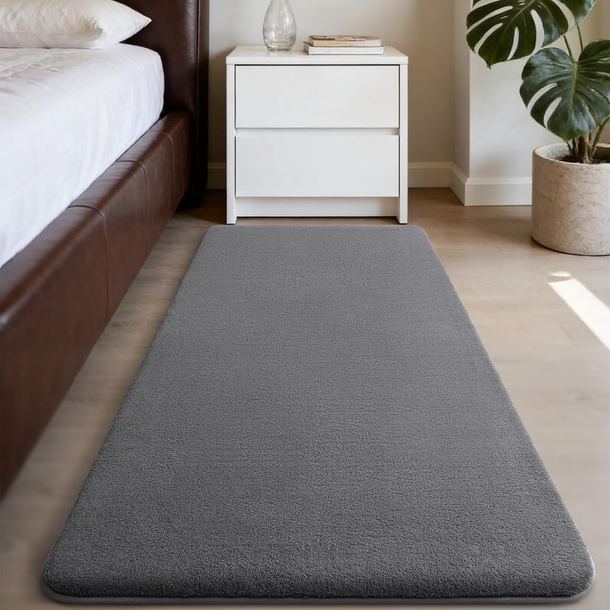 Vloerkleed - 60 x 100 cm - Laagpolig - Modern - Antislip - Machinewasbaar - Donkergrijs