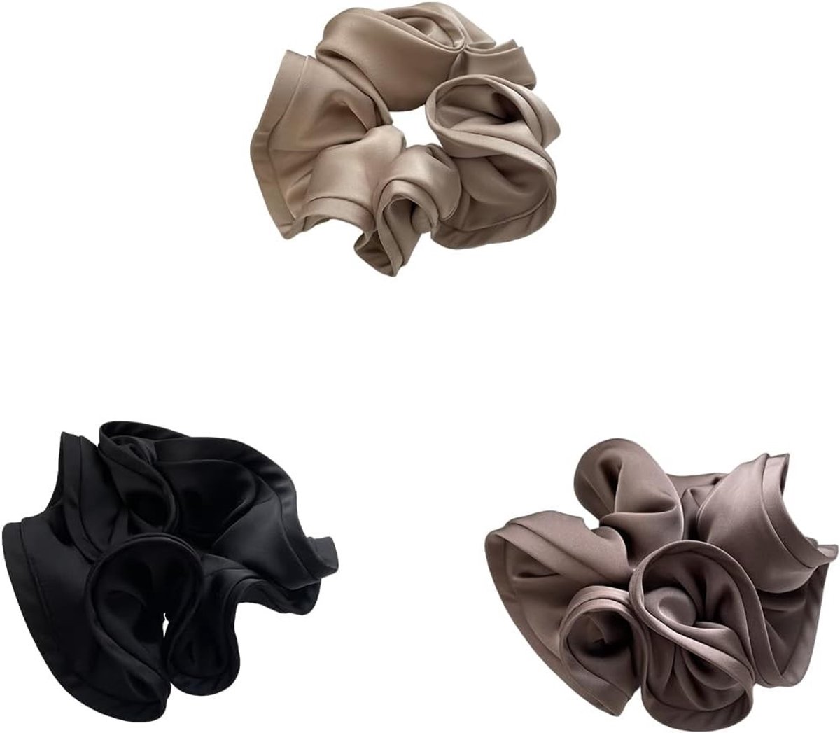 Set van 3 Retro Satijnen Scrunchies voor Dames - Elastische Haarbanden en Haaraccessoires voor een Stylish Look