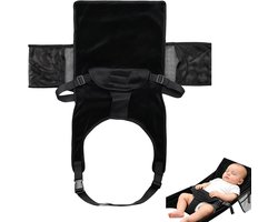 Verlengmatras voor kindervliegtuigstoel - Babybedje voor in het vliegtuig - Vliegtuighangmat met verstelbare drukknopen - Geschikt om in te slapen in vliegtuigen en auto's - Essentieel voor baby's die met de auto reizen - Draagvermogen 15 kg - Zwart