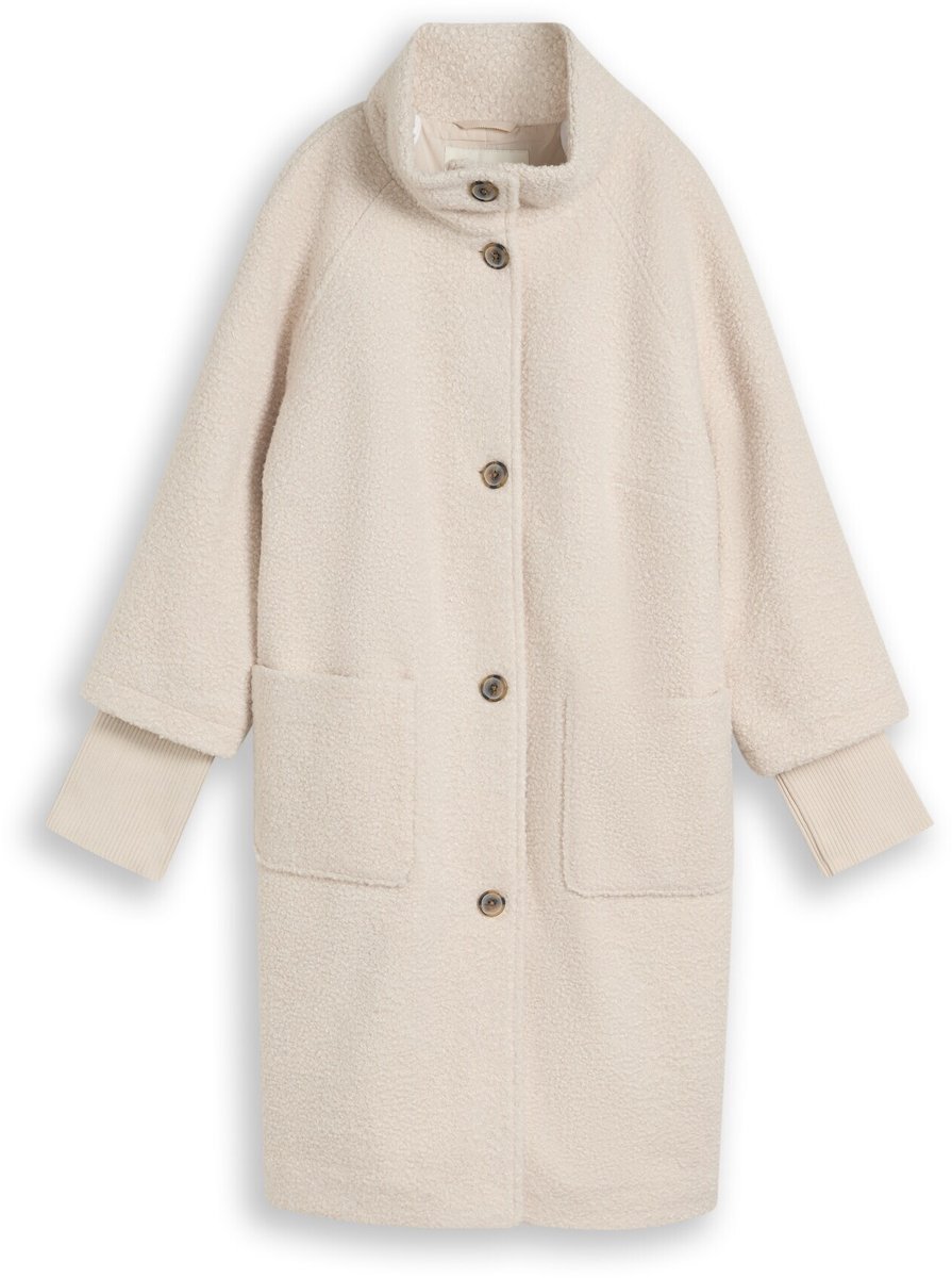 Tom Tailor - Plus Size - Bouclé-jas in 2-in-1-look - Maat 50 - cold beige