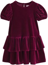 Next - Meisjes - Fluwelen feestjurk met korte mouwen - Rood