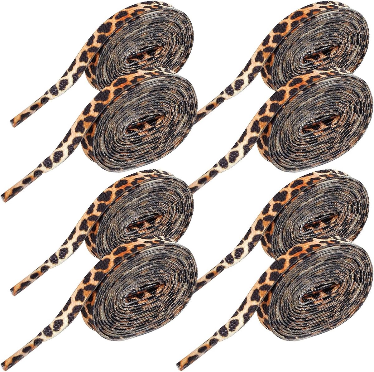 4 paar elastische schoenveters met luipaardpatroon voor sportschoenen, sneakers en casual schoeisel
