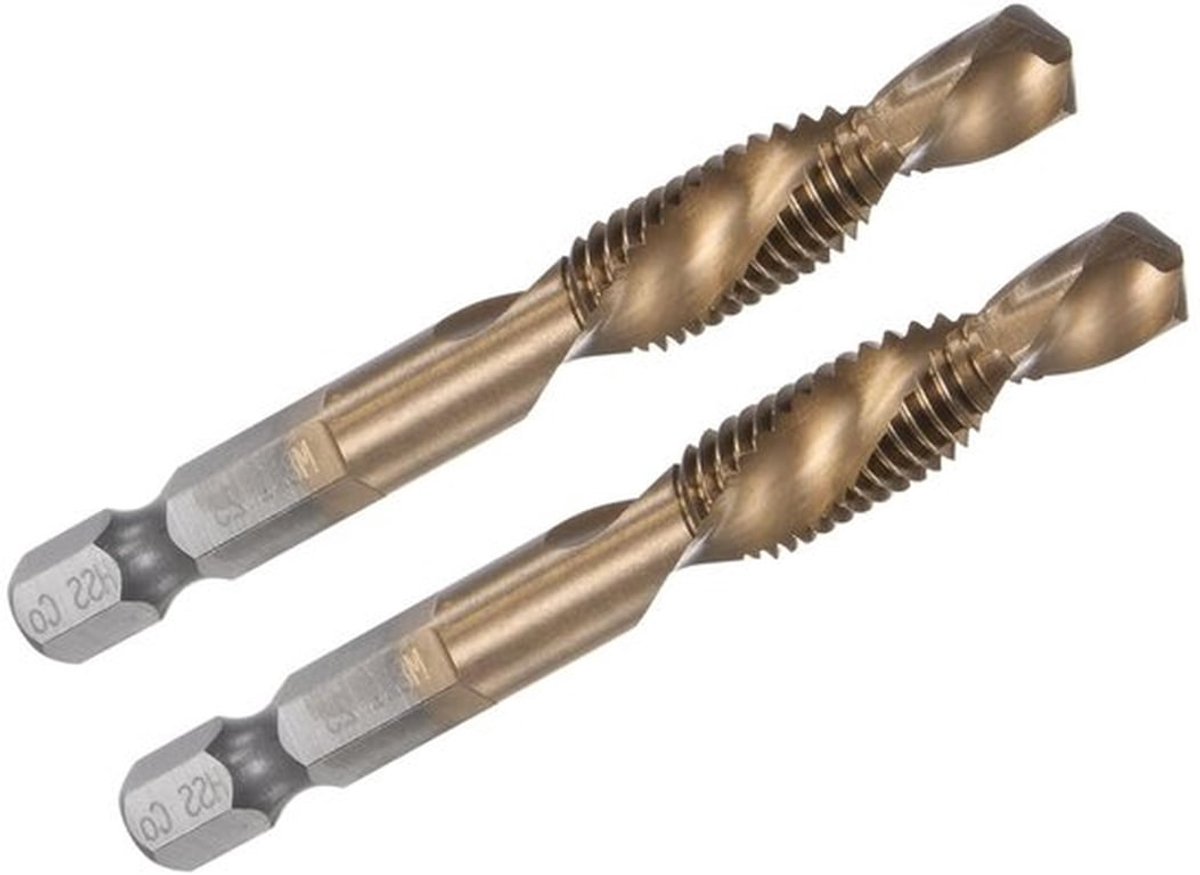 M8 x 1.25 Draadmaat Hexagon Gereedschap van HSS Kobalt M35 Ongecoat - Geschikt voor Aluminium en RVS - 2 Stuks