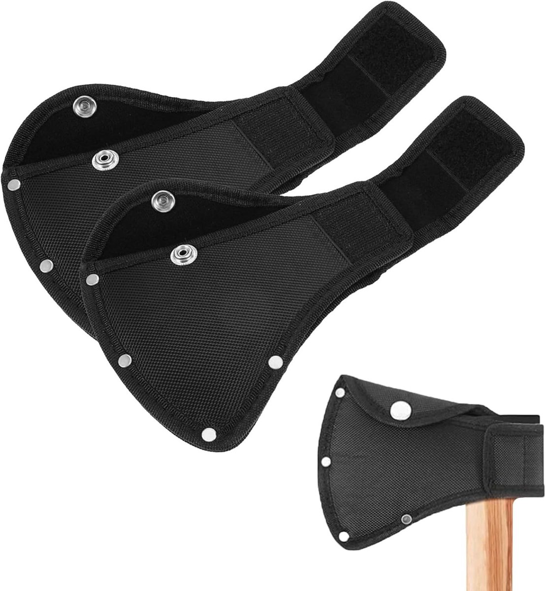 2 Stuks Bijl Schede voor Veiligheid, Outdoor Camping Bescherming, Dubbele Snap Cover voor Bijlen met Riem Loop en Sterke Bescherming