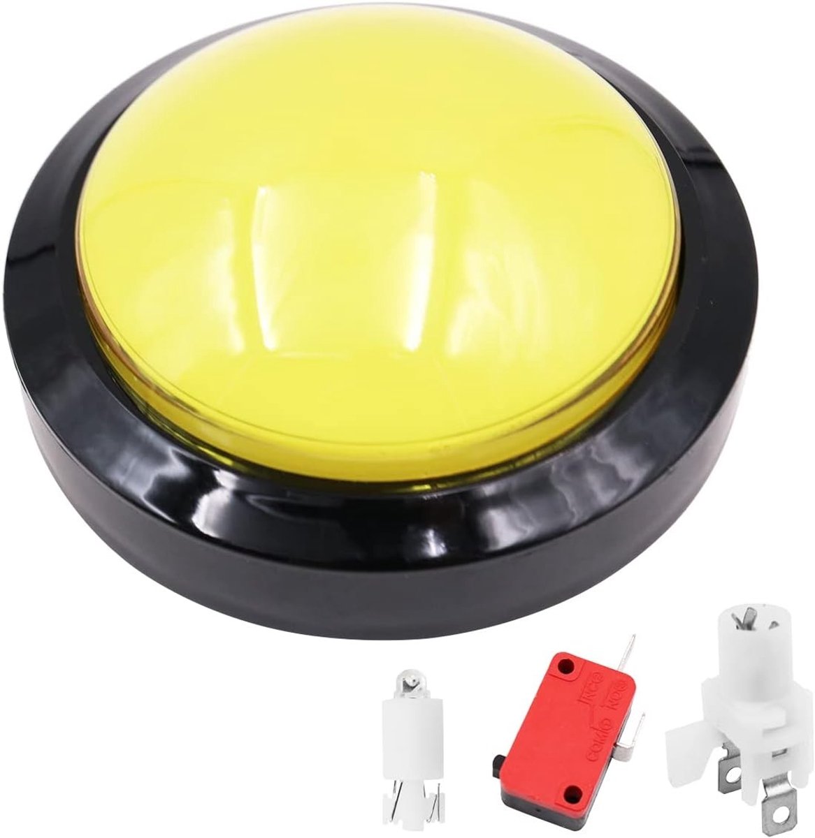 Grote Gele 12V LED Verlichte Drukknop voor Arcade, Muziek en Dansmachines - Diameter 100mm