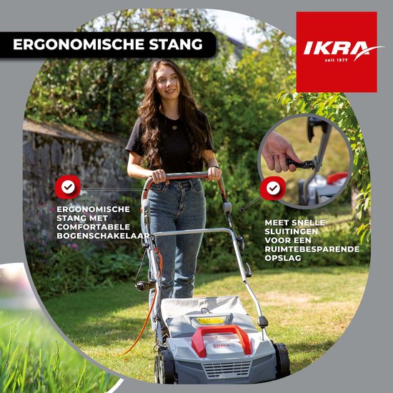 IKRA elektrische verticuteermachine en gazonbeluchter IEVL 1838, 1.800 W, werkt over een breedte van 38 cm, incl. rollen en opvangzak — afbeelding 4
