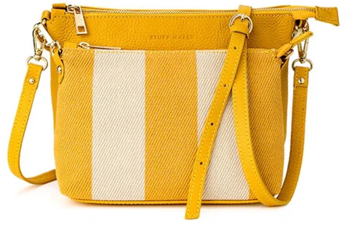 Stuff Maker Marie handtas in geel/beige gestreept