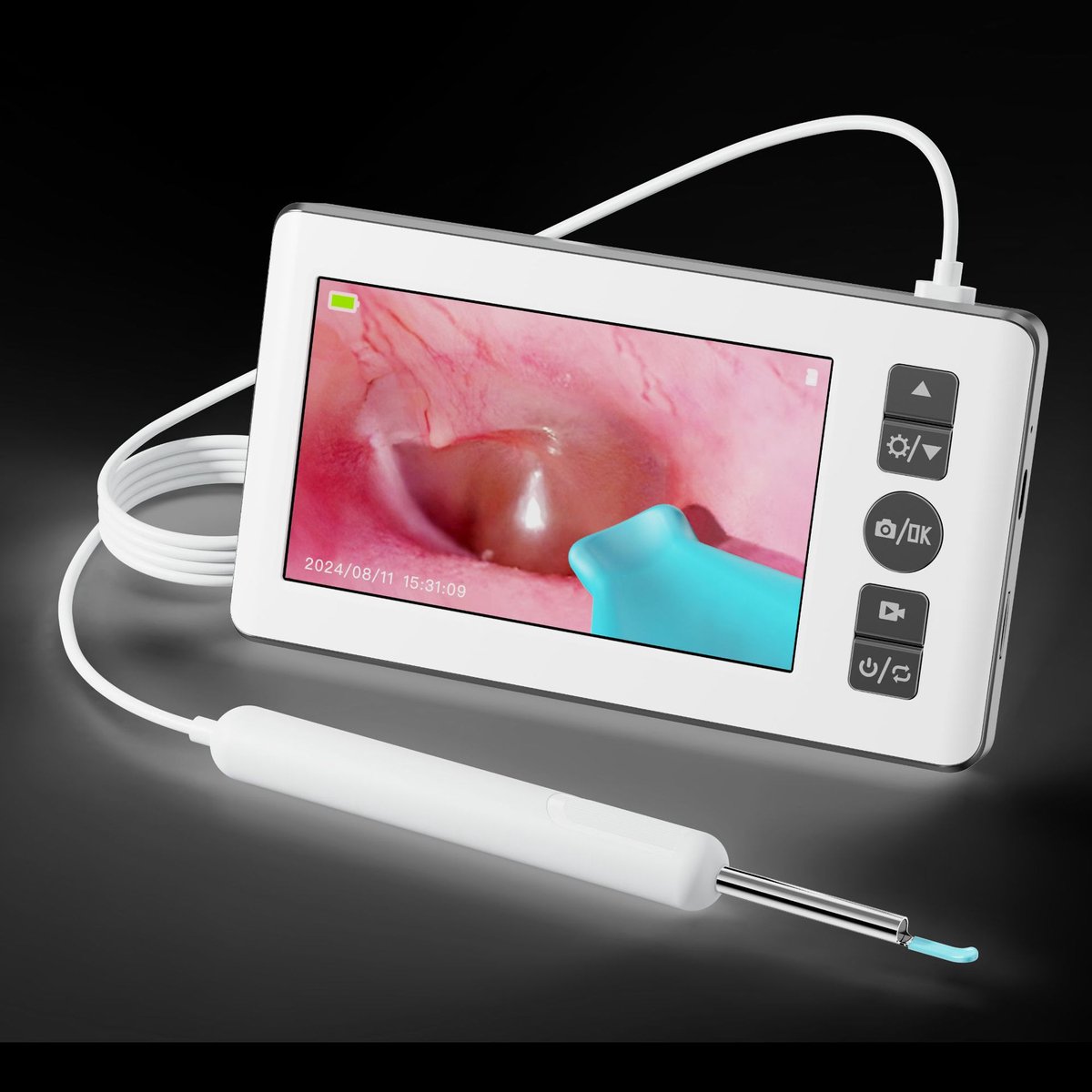Otoscoop, oorreiniger, 10,9 cm, 1080p, HD, IPS, oordoscoop, met 6 led-endoscopen, boucher en spel, 3,5 mm