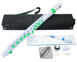 NUVO jFlute 2.0 wit-groen kinder dwarsfluit met DONUT kopstuk en Firstnote mondplaat