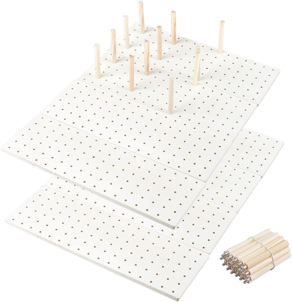 8 Sets Houten Pegboard Lade Organizer - Verstelbare Servies Organizer met 64 Pinnen voor Keuken, Plank en Opberging van Gerechten en Potten 14.7x17.13x1cm