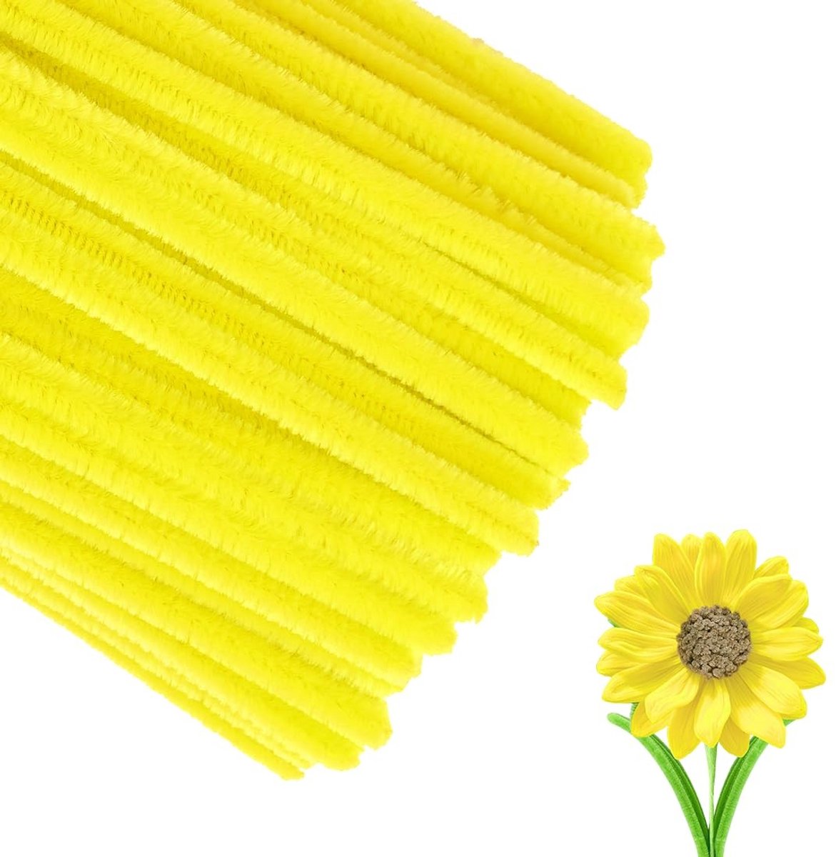 200 Stuks Pijpenragers, Gele Chenille Draad van 30 cm, Kleurrijke Pijpenragers voor Creatieve Knutselprojecten en Feestdecoraties