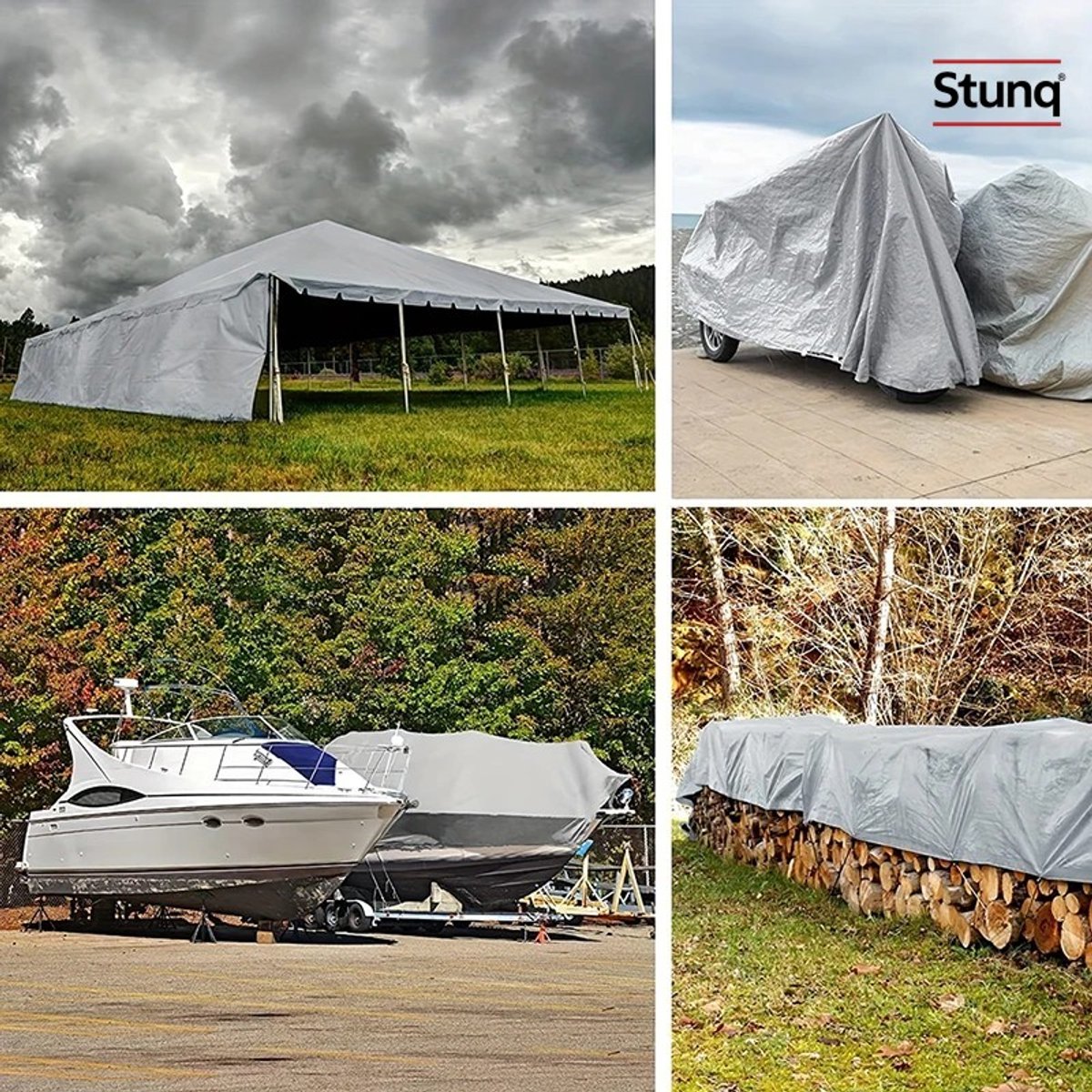 Stunq® Waterdicht zeildoek 2x3m - Anti-UV zonnescherm met aluminium ringen