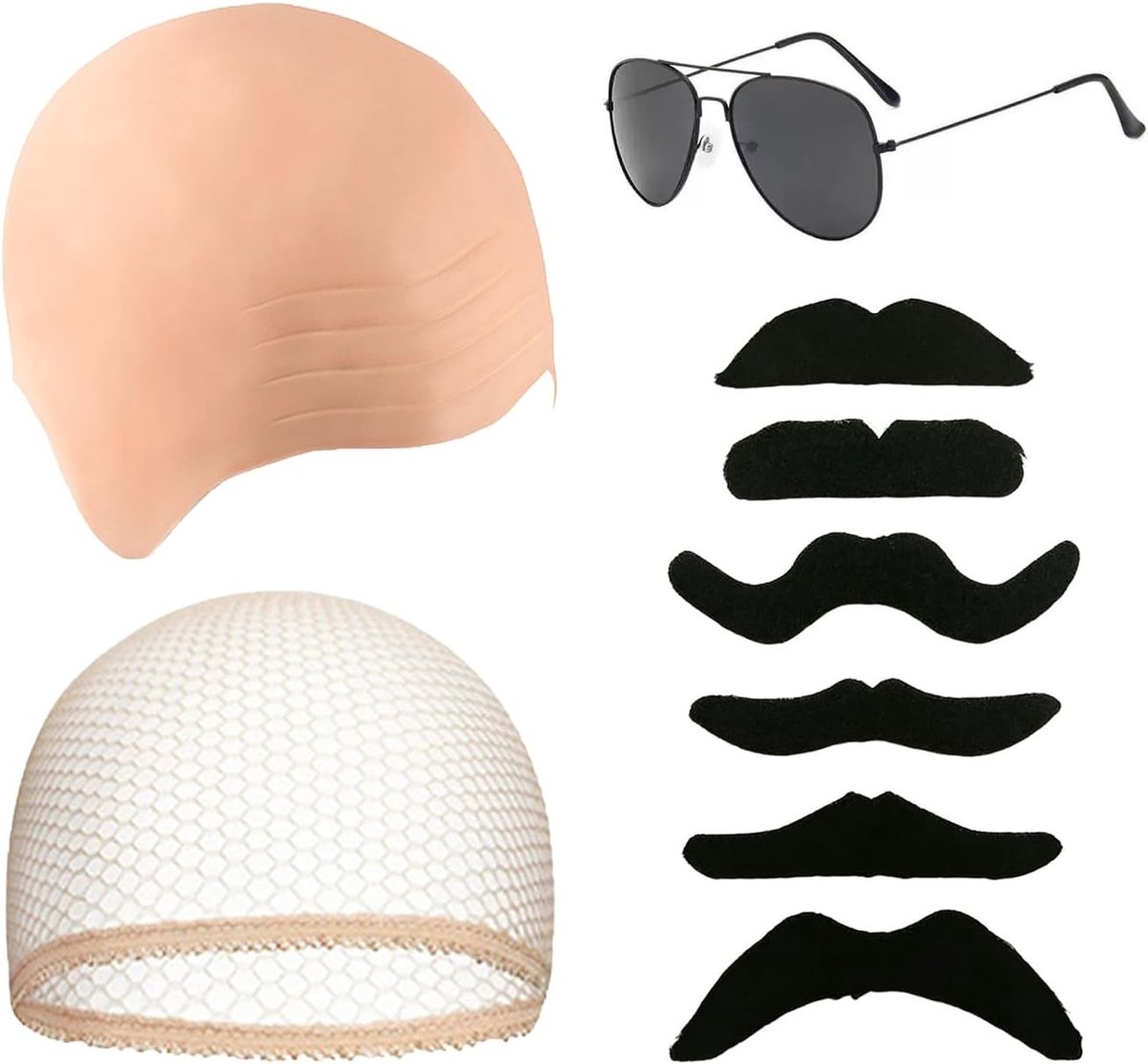 4-delige Rollenspel Outfit, Latex Hoofdbedekking, Feestkleding Accessoires voor Kinderen en Volwassenen, Geschikt voor Verkleedpartijen en Creatieve Spelletjes