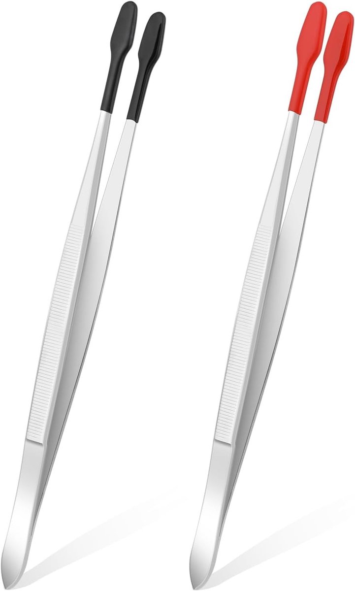 Roestvrijstalen pincet met PVC rubberen tips, antislip, ideaal voor laboratoria, sieraden en knutselen