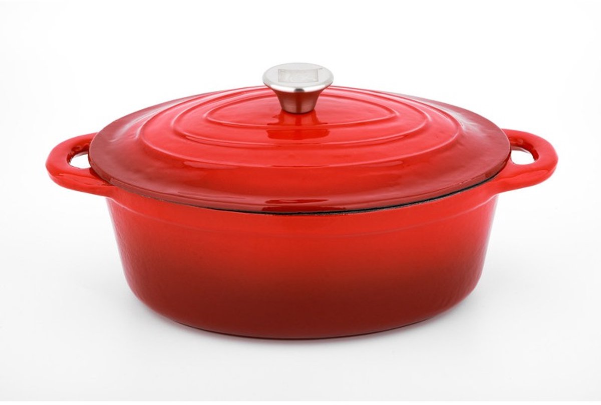 Gietijzeren braadpan met deksel Xanten 37 x 22 cm, rood