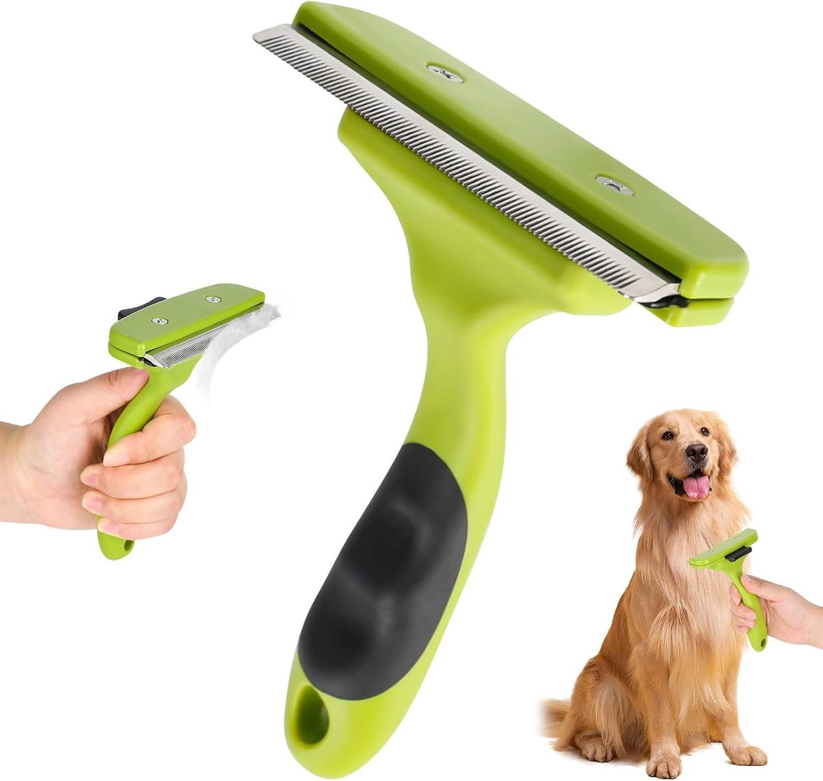 Hondenborstel voor Langhaar, Zelfreinigende Borstel voor Honden en Katten, Onderhaar Verwijderaar en Massageborstel voor Dierenverzorging