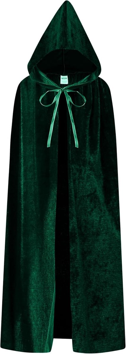 Lang gewatteerd jack met capuchon en fluwelen cape voor kinderen, perfect voor Halloween en kostuumfeestjes