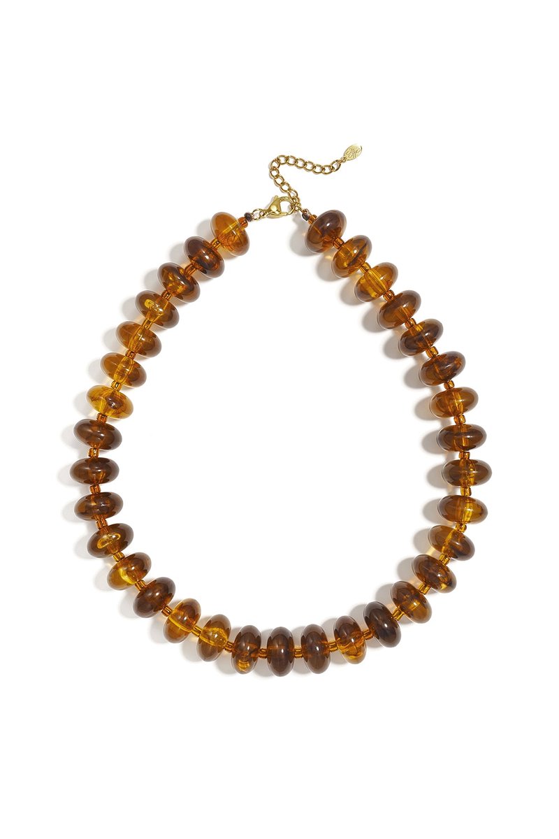 Mira - Kralen Ketting - Acryl & Stainless Steel - - Bruin