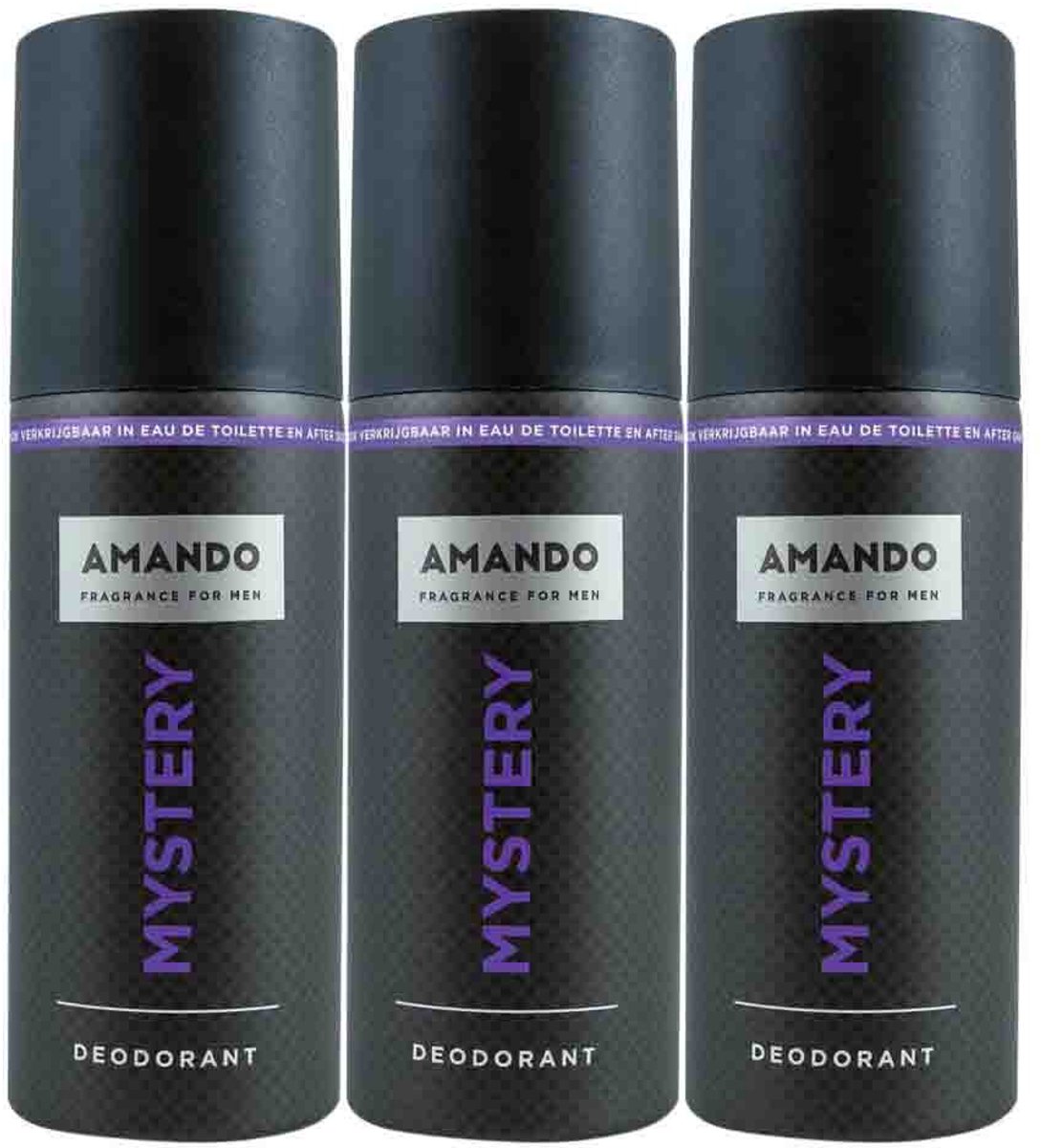 Amando Mystery Deodorant Spray - 3 x 150 ml - Voordeelverpakking