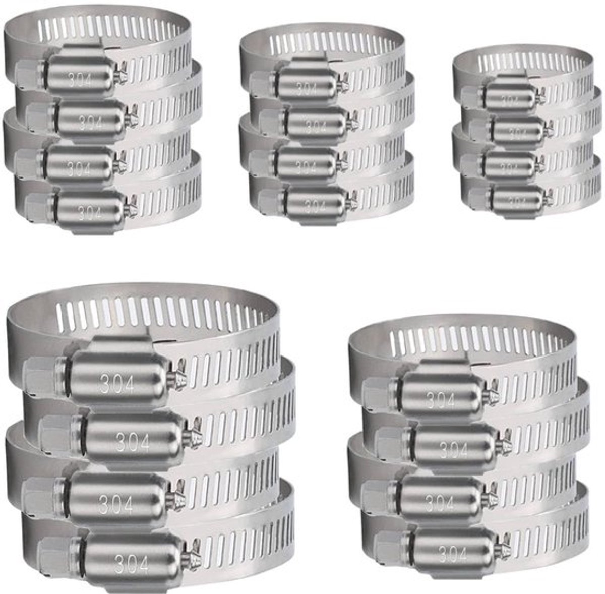Dailygoods- Slangklemmen Set van 20 - RVS Slangklemmen - Verstelbare Slangklemmen