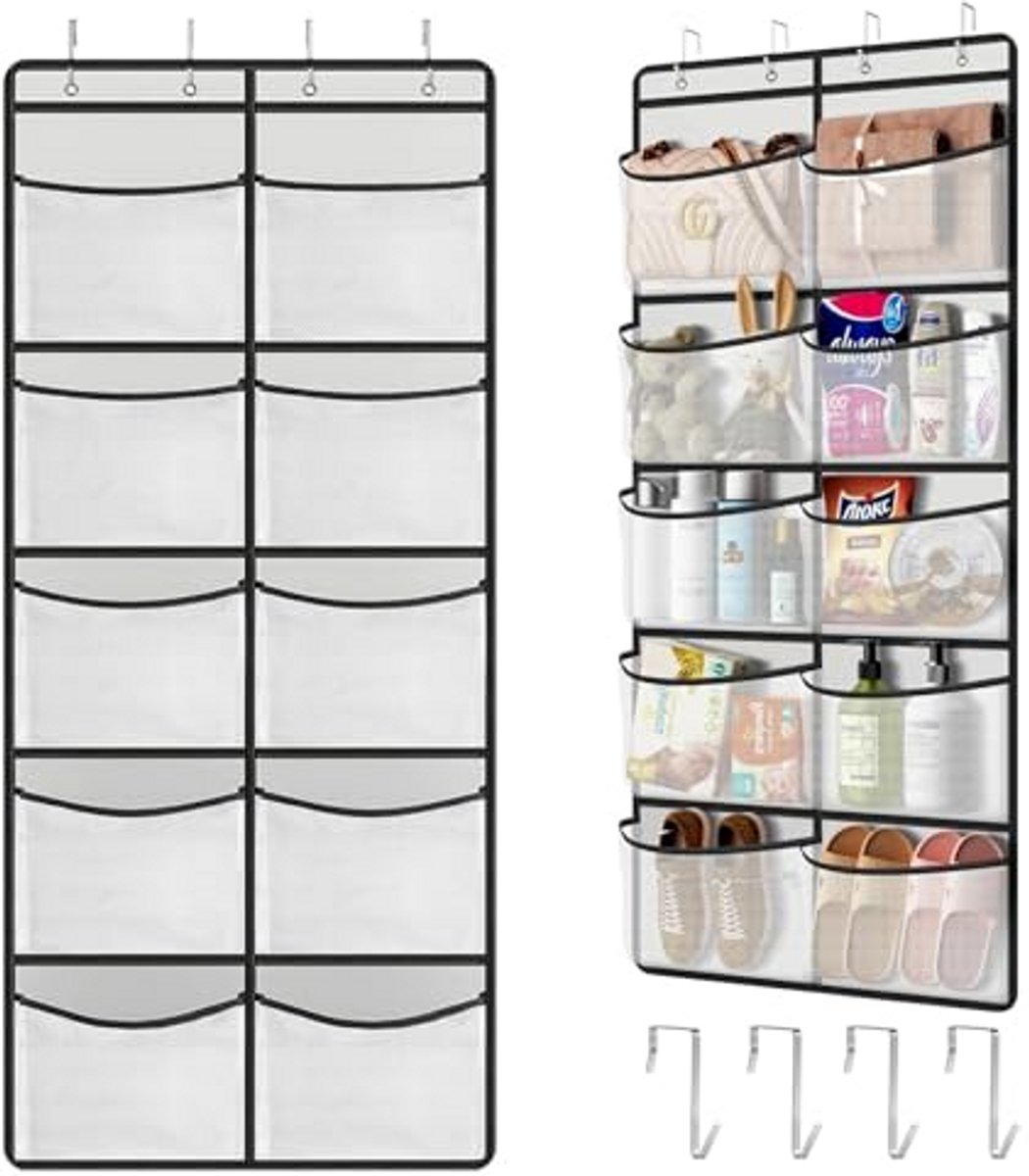 Hangende Badkamer Organizer, Multifunctionele Opberger met Haken voor Douche, Shampoo, Toiletartikelen en Badkameraccessoires