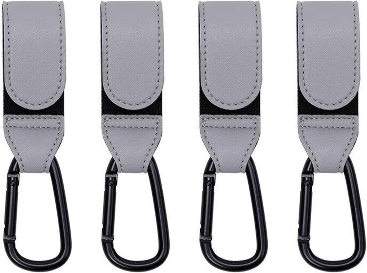 4 Stuks Verstelbare Buggy Clips in Grijs voor Tassen, Duurzame Kinderwagen Haakjes voor Ouders, Ideaal voor Luiertassen en Winkelwagentjes
