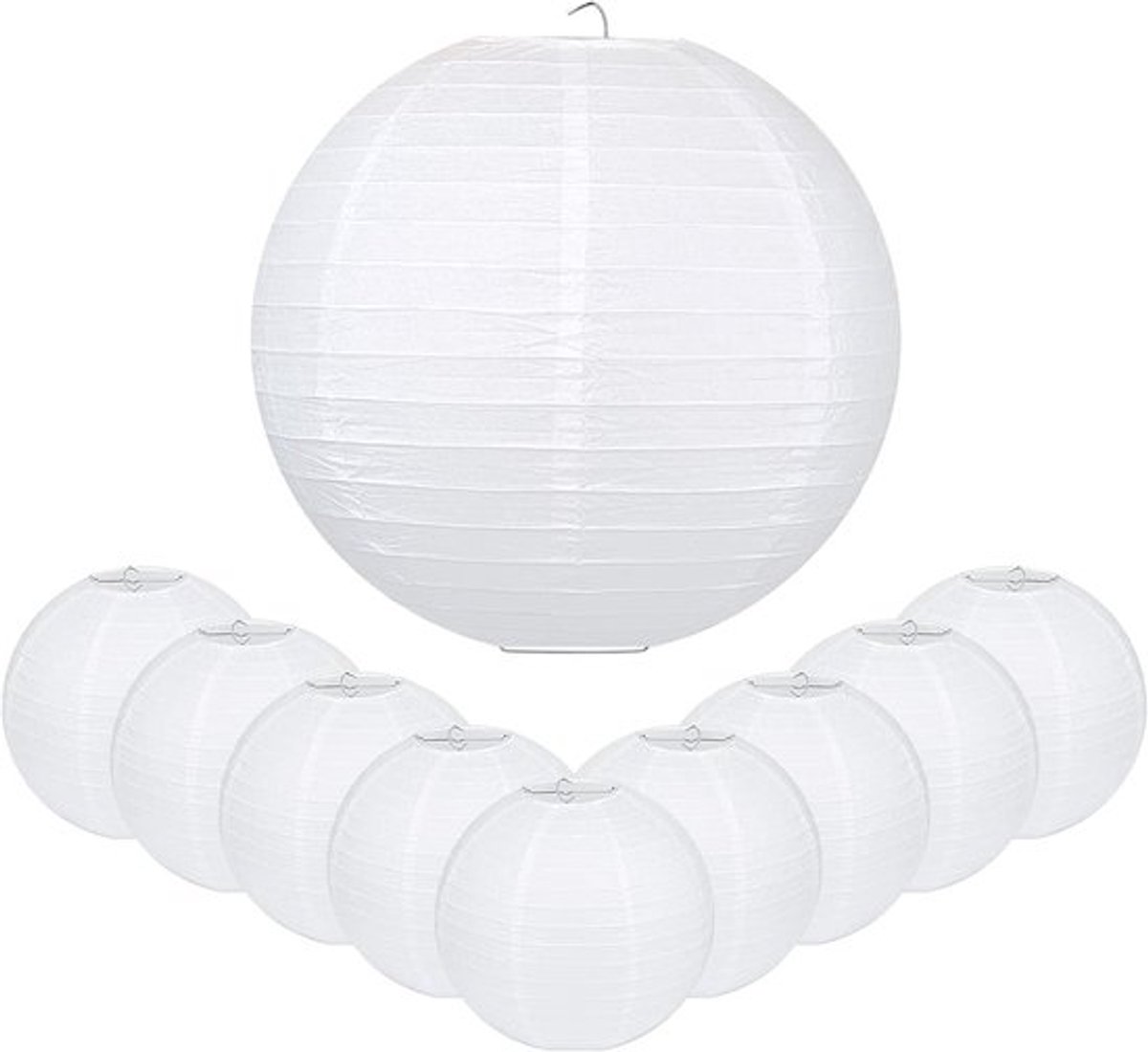 20 Stuks Witte Papieren Lantaarns van 25 cm - Rond Lampion voor Bruiloften