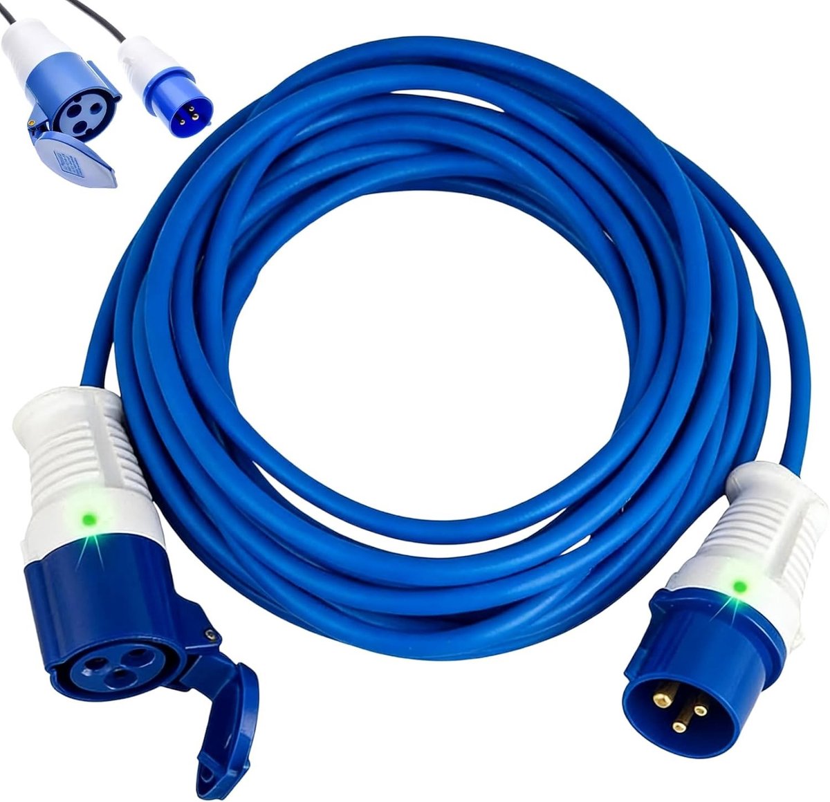 10 m 230 V 16 A Camping Verlengsnoer voor Buiten - Sterke Stroom, IP44, Geschikt voor Motorhome en Tuinactiviteiten