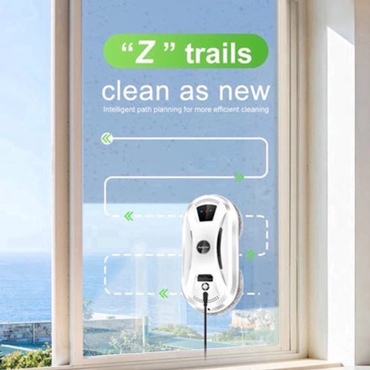 PuRuiKai - Robot raamreiniger - Elektrische glasreiniger met afstandsbediening voor thuis - <800W - 240V - Snoerlengte 5M - Wit