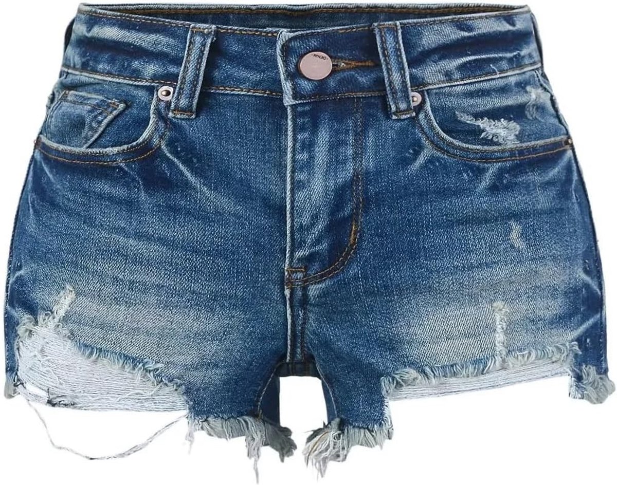 Zomer Denim Shorts voor Dames met Lage Taille en Cut-Out Design, Vintage en Sexy voor Strandvakanties, Lichtgewicht en Comfortabel