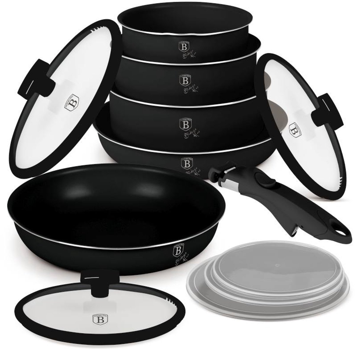 Servies set met titaniumcoating, 12-delig, Matte Black Collection