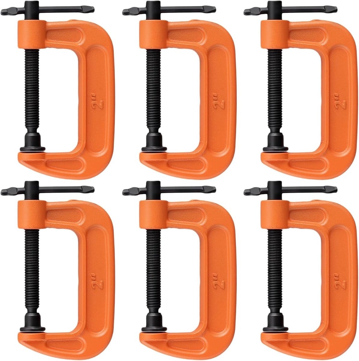6-delige Mini C Klem Set, 60mm Kleine G Klemmen met Verstelbare Schroef voor Lassen en Houtbewerking, Oranje