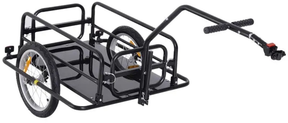 DeltaMerch Fietskar - Bagagekar - Fiets Aanhanger - Opvouwbaar - 40 kg Draagvermogen - Stevig Frame - Ruime Laadbak - Zwart