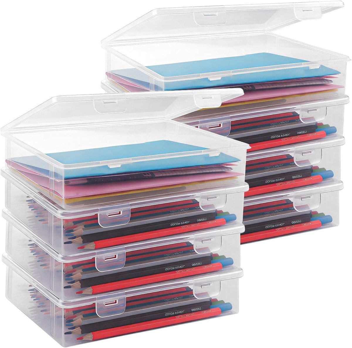 Transparante Documentdozen Set van 8 Stuks, Kleine Opbergdozen voor Papier, Kaarten en Hobby Benodigdheden, Ideaal voor School en Bureau Organisatie